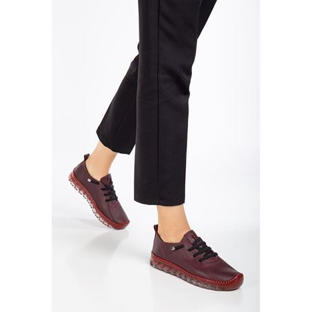 501 BORDO Hakiki Deri Comfort Ortopedik Kadın Ayakkabı