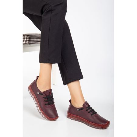 501 BORDO Hakiki Deri Comfort Ortopedik Kadın Ayakkabı