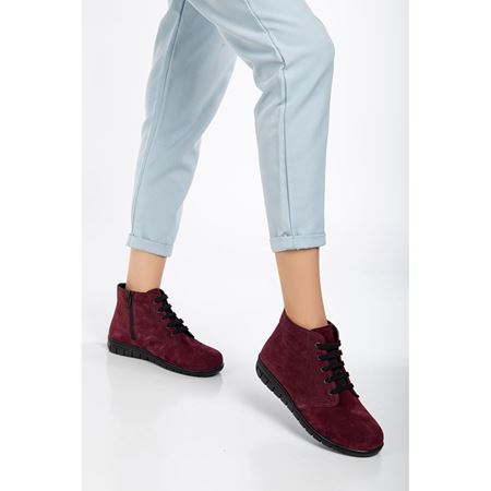 2515 BORDO Hakiki Süet Deri Comfort Bot