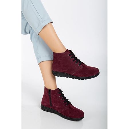 2515 BORDO Hakiki Süet Deri Comfort Bot