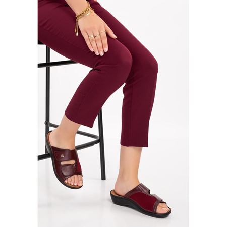 802 BORDO Halluks Valgus Bunyon Kemik Çıkıntısına Özel  İç Tabanı Çıkan Hakiki Deri Ortopedik Terlik