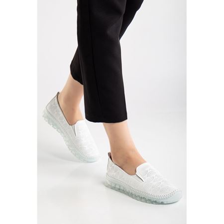 511 Beyaz Hakiki Deri Comfort Ortopedik Kadın Ayakkabı