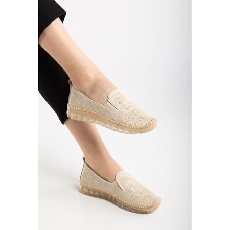 511 Bej Hakiki Deri Comfort Ortopedik Kadın Ayakkabı