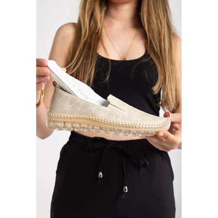 511 Bej Hakiki Deri Comfort Ortopedik Kadın Ayakkabı