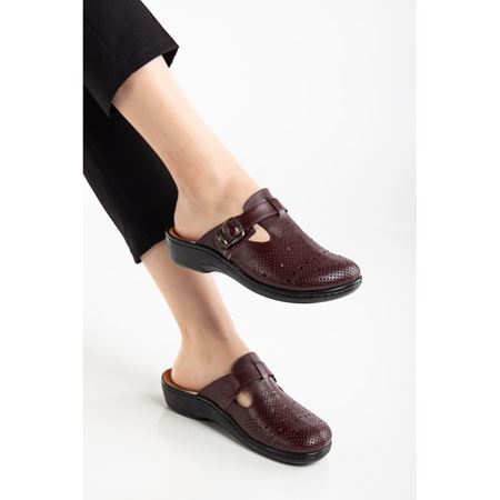 825 BORDO Hakiki Deri İç Tabanı Çıkan Ortopedik Terlik