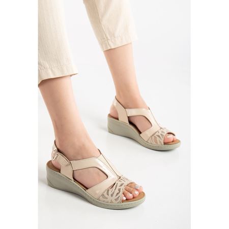 1365803 BEJ Tabanı Çıkabilen Hakiki Deri Ortopedik Sandalet