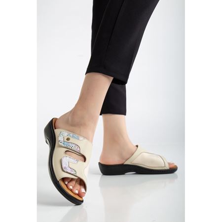 802 BEJ  Halluks Valgus Bunyon Kemik Çıkıntısına Özel  İç Tabanı Çıkan Hakiki Deri Ortopedik Terlik