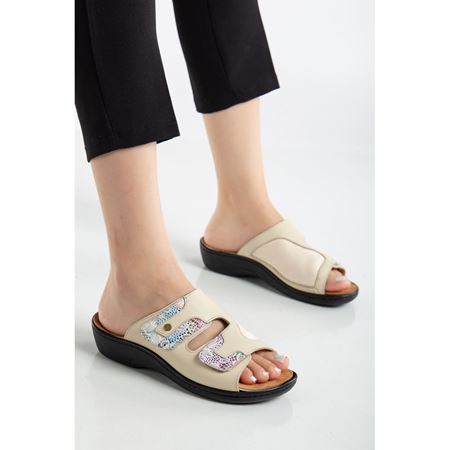 802 BEJ  Halluks Valgus Bunyon Kemik Çıkıntısına Özel  İç Tabanı Çıkan Hakiki Deri Ortopedik Terlik