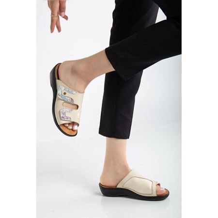 802 BEJ  Halluks Valgus Bunyon Kemik Çıkıntısına Özel  İç Tabanı Çıkan Hakiki Deri Ortopedik Terlik