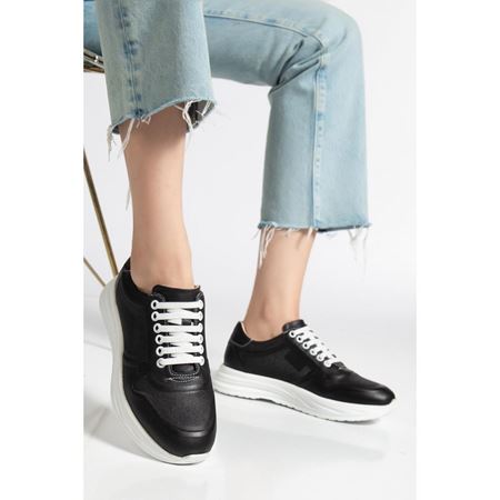 030 Siyah Hakiki Deri Tam Ortopedik Diyabetik Spor Ayakkabısı