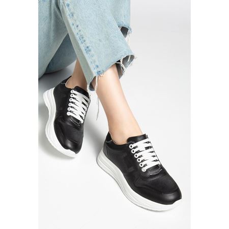 030 Siyah Hakiki Deri Tam Ortopedik Diyabetik Spor Ayakkabısı