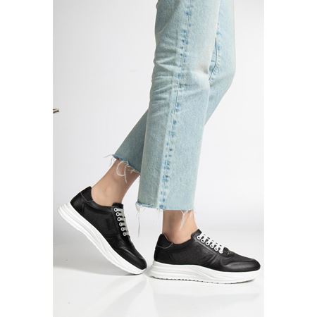 030 Siyah Hakiki Deri Tam Ortopedik Diyabetik Spor Ayakkabısı