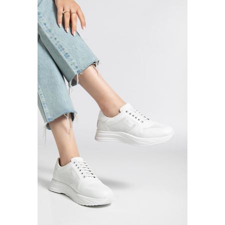 030 Beyaz Hakiki Deri Tam Ortopedik Diyabetik Spor Ayakkabısı