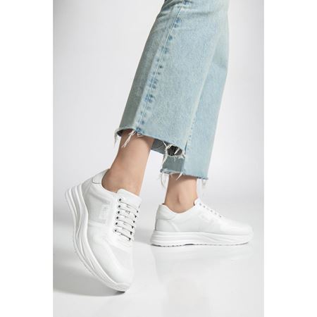 030 Beyaz Hakiki Deri Tam Ortopedik Diyabetik Spor Ayakkabısı