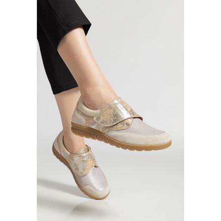 2505 BEJ Hakiki Deri Halluks Valgus Bunyon Kemik Çıkıntısına Uygun Esnek Taban Comfort Ayakkabı