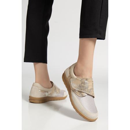 2505 BEJ Hakiki Deri Halluks Valgus Bunyon Kemik Çıkıntısına Uygun Esnek Taban Comfort Ayakkabı