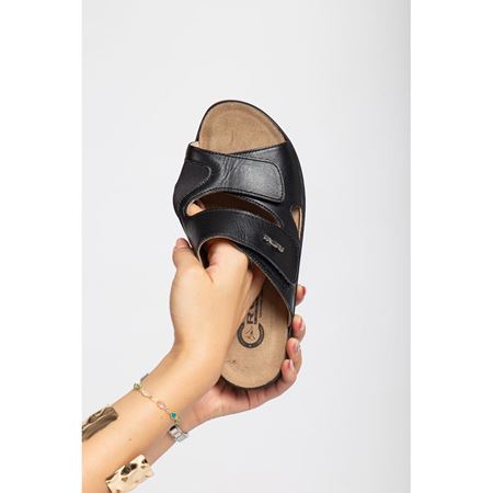 381 SİYAH  İç Tabanı Çıkan Halluks Valgus Bunyon Kemik Çıkıntısına Özel Hakiki Deri Ortopedik Terlik