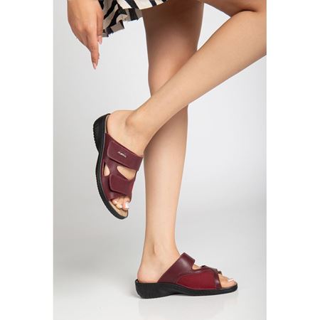 381 BORDO İç Tabanı Çıkan Halluks Valgus Bunyon Kemik Çıkıntısına Özel Hakiki Deri Ortopedik Terlik