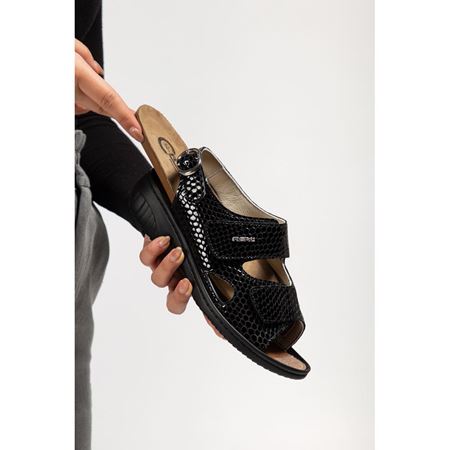 394 SİYAH Halluks Valgus Tabanı Çıkabilen Ortopedik Taban Hakiki Deri Sandalet