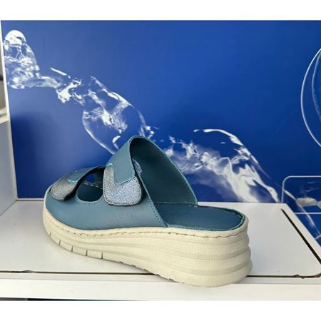 34 KOT MAVİ Hakiki Deri Comfort Ortopedik Terlik