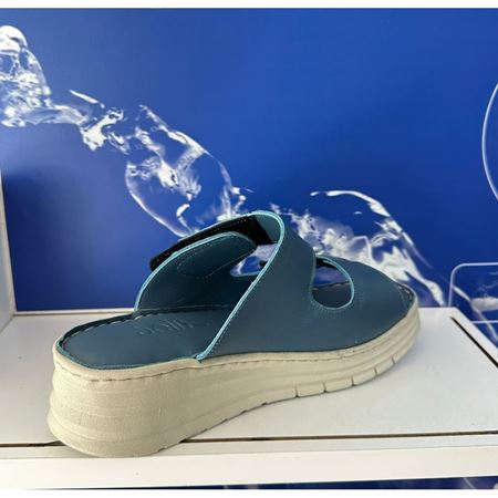 34 KOT MAVİ Hakiki Deri Comfort Ortopedik Terlik