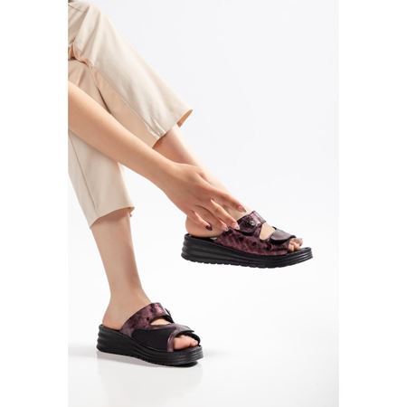 80 BORDO Hakiki Deri Comfort Ortopedik Terlik
