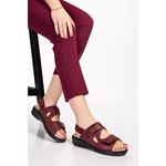 020 BORDO TABANI ÇIKABİLEN HAKİKİ DERİ DİABETİK  ve ORTOPEDİK SANDALET