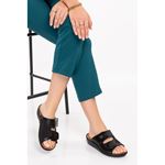 802 SİYAH Halluks Valgus Bunyon Kemik Çıkıntısına Özel  İç Tabanı Çıkan Hakiki Deri Ortopedik Terlik