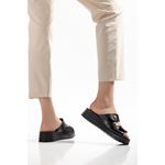 80 SİYAH Hakiki Deri Comfort Ortopedik Terlik